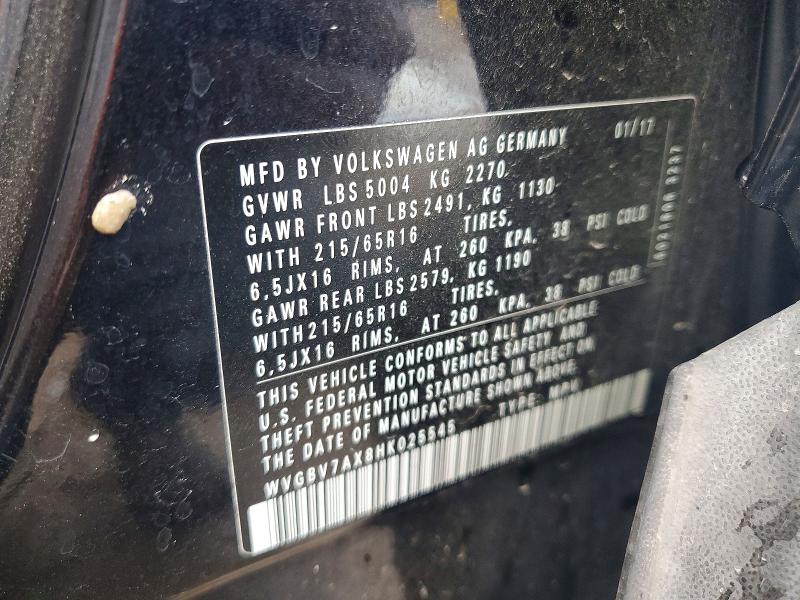 Продаж на аукціоні авто 2017 Volkswagen Tiguan, vin: WVGBV7AX8HK025545, номер лоту: 60609736