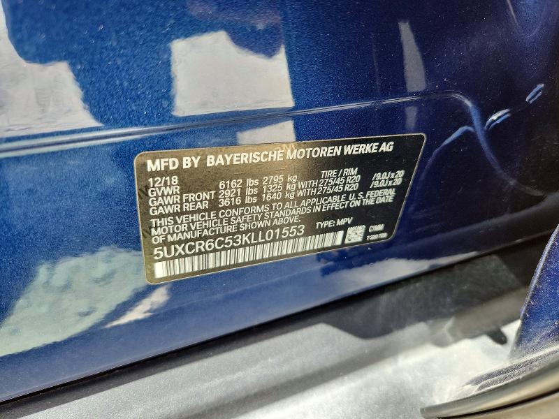 2019 Bmw X5 მანქანა იყიდება აუქციონზე, vin: 5UXCR6C53KLL01553, აუქციონის ნომერი: 85621365