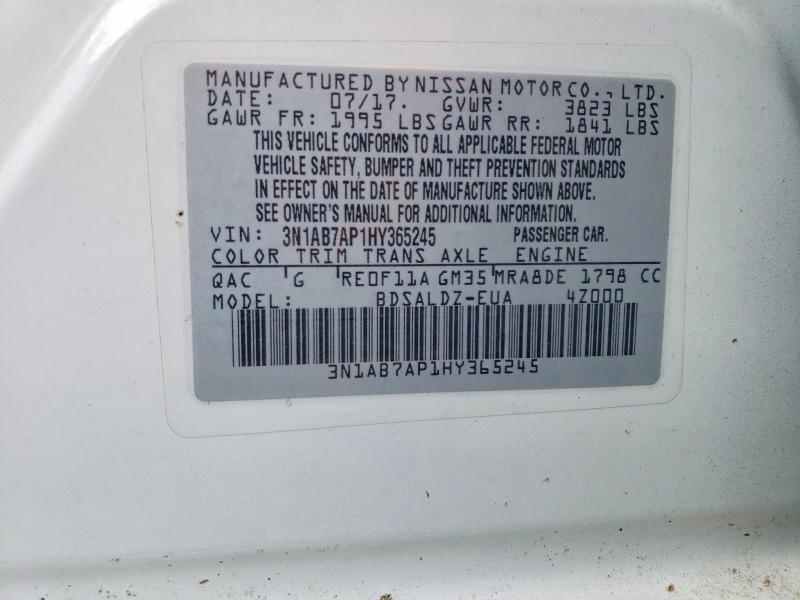 Aukcja sprzedaży 2017 Nissan Sentra, vin: 3N1AB7AP1HY365245, numer aukcji: 61493746