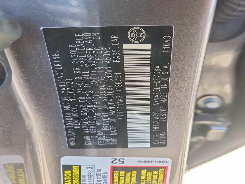 59815356 :رقم المزاد ، 4T1F11AK3PU186791 vin ، 2023 Toyota Camry مزاد بيع