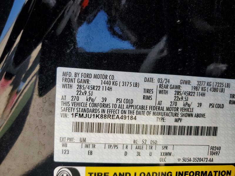 60601586 :رقم المزاد ، 1FMJU1K88REA49184 vin ، 2024 Ford Expedition مزاد بيع