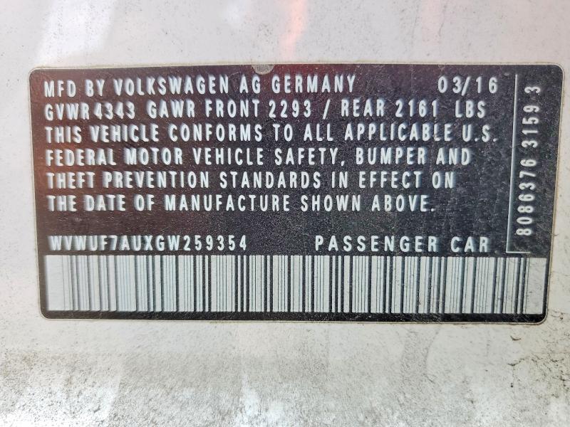 Продаж на аукціоні авто 2016 Volkswagen Golf R, vin: WVWUF7AUXGW259354, номер лоту: 60926856