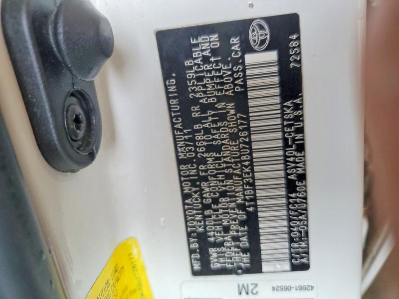 Продаж на аукціоні авто 2011 Toyota Camry, vin: 4T1BF3EK4BU726177, номер лоту: 62693126