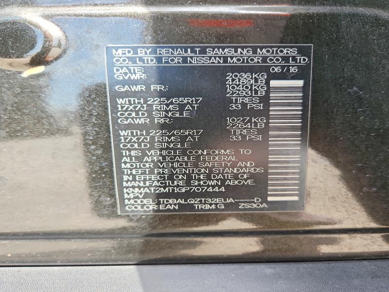 2016 Nissan Rogue მანქანა იყიდება აუქციონზე, vin: KNMAT2MT1GP707444, აუქციონის ნომერი: 59836576