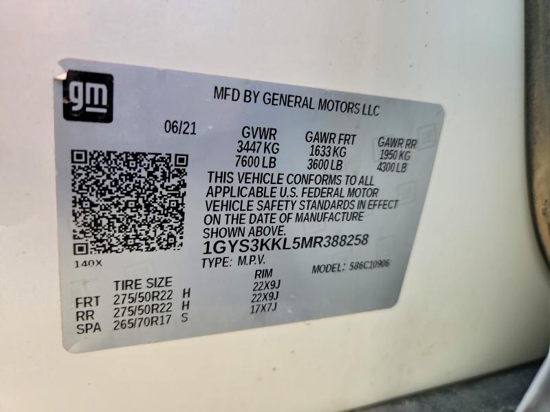Продаж на аукціоні авто 2021 Cadillac Escalade, vin: 1GYS3KKL5MR388258, номер лоту: 61865836
