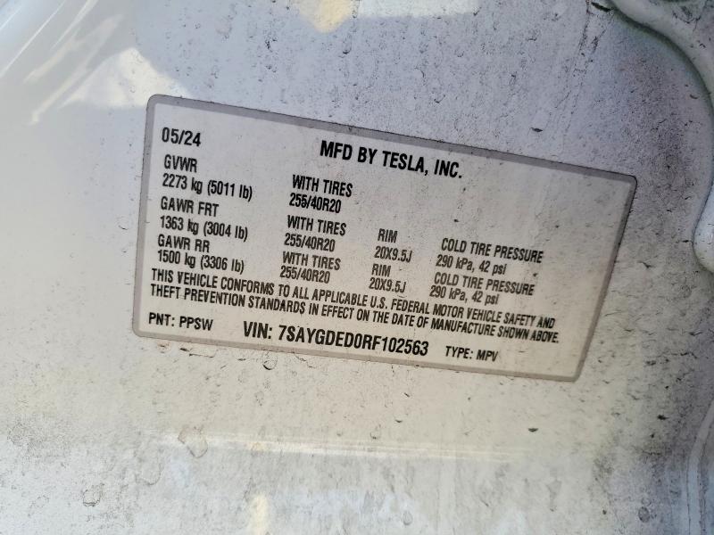 Продажа на аукционе авто 2024 Tesla Model Y, vin: 7SAYGDED0RF102563, номер лота: 61808396