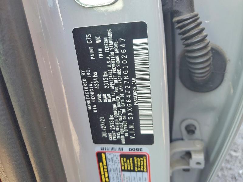 59986346 :رقم المزاد ، 5XXG64J27NG102647 vin ، 2022 Kia K5 مزاد بيع