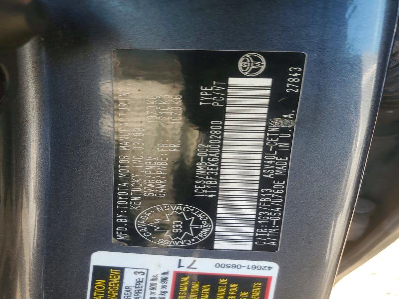 Aukcja sprzedaży 2010 Toyota Camry, vin: 4T1BF3EK6AU002800, numer aukcji: 60970826