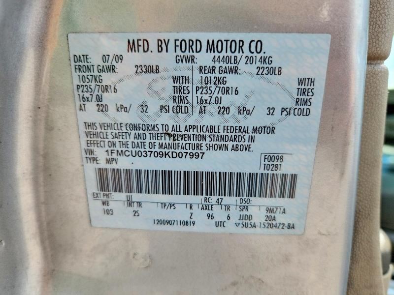 Aukcja sprzedaży 2009 Ford Escape, vin: 1FMCU03709KD07997, numer aukcji: 56015156