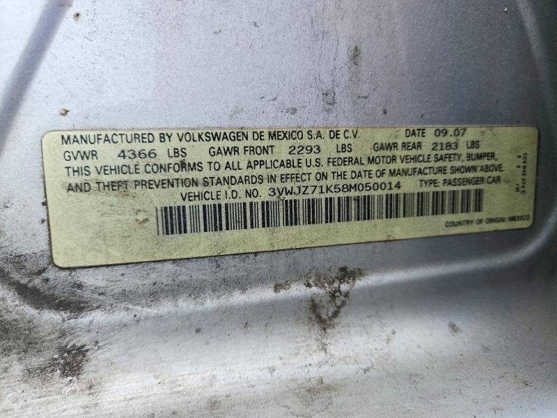 Продаж на аукціоні авто 2008 Volkswagen Jetta, vin: 3VWJZ71K58M050014, номер лоту: 60685296