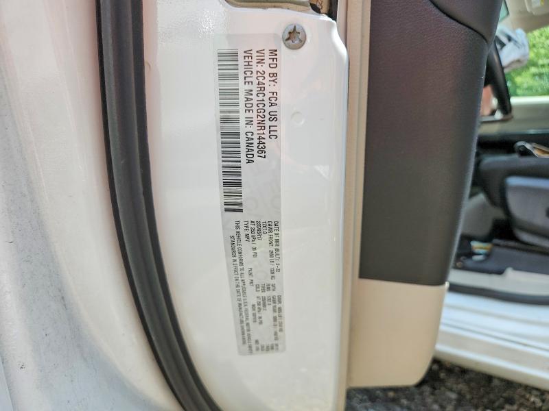 76293985 :رقم المزاد ، 2C4RC1CG2NR144367 vin ، 2022 Chrysler Voyager مزاد بيع