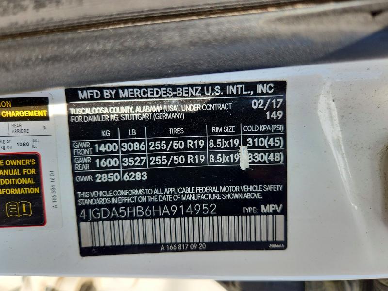 Продаж на аукціоні авто 2017 Mercedes-benz Gle, vin: 4JGDA5HB6HA914952, номер лоту: 59116326