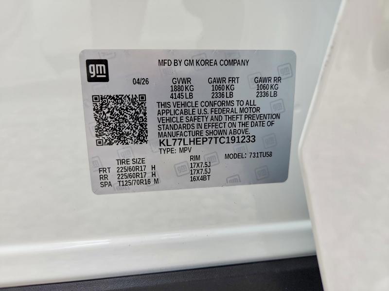 61936796 :رقم المزاد ، KL77LHEP7TC191233 vin ، 2026 Chevrolet Trax مزاد بيع