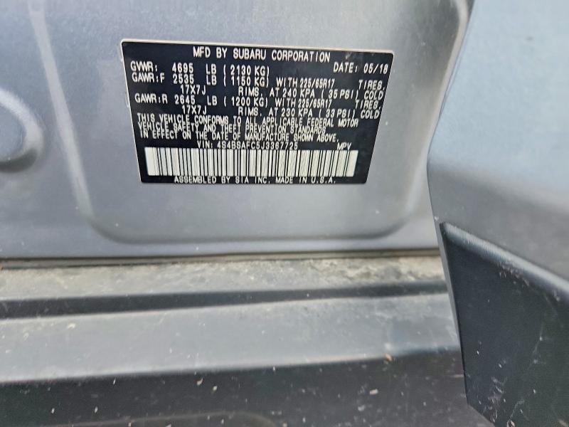 59288996 :رقم المزاد ، 4S4BSAFC5J3367725 vin ، 2018 Subaru Outback مزاد بيع