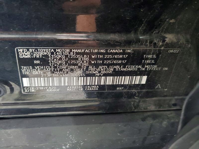 Aukcja sprzedaży 2022 Toyota Rav4, vin: 2T3P1RFV4NC306545, numer aukcji: 58695906