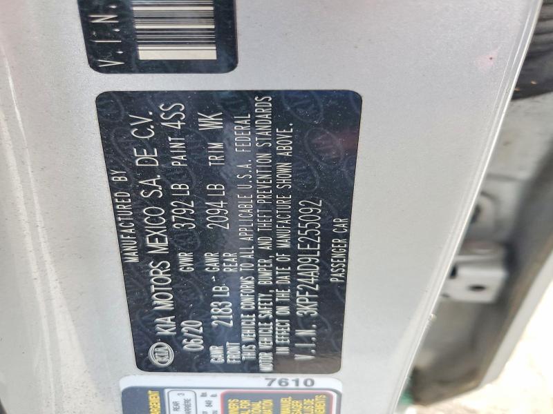 60441876 :رقم المزاد ، 3KPF24AD9LE255092 vin ، 2020 Kia Forte مزاد بيع
