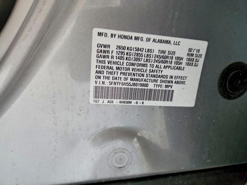 Aukcja sprzedaży 2018 Honda Pilot, vin: 5FNYF6H55JB019800, numer aukcji: 60591626
