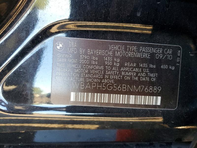 2011 Bmw 328 მანქანა იყიდება აუქციონზე, vin: WBAPH5G56BNM76889, აუქციონის ნომერი: 62265176