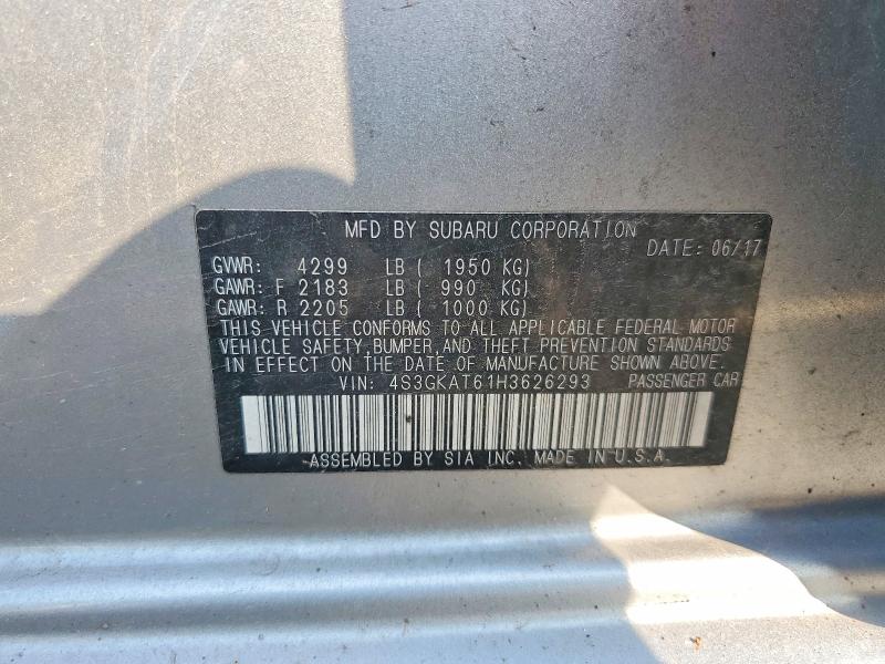 62035286 :رقم المزاد ، 4S3GKAT61H3626293 vin ، 2017 Subaru Impreza مزاد بيع