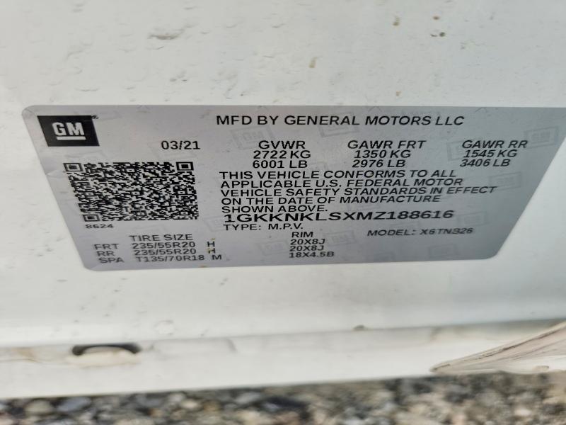 Aukcja sprzedaży 2021 Gmc Acadia, vin: 1GKKNKLSXMZ188616, numer aukcji: 62020616