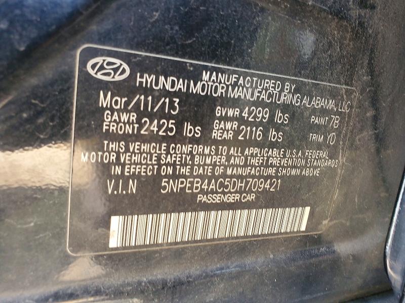 Продажа на аукционе авто 2013 Hyundai Sonata, vin: 5NPEB4AC5DH709421, номер лота: 59630926