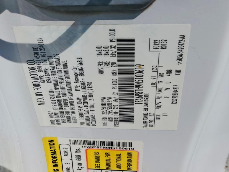 Продаж на аукціоні авто 2022 Ford Mustang, vin: 1FA6P8TH9N5100619, номер лоту: 60486646