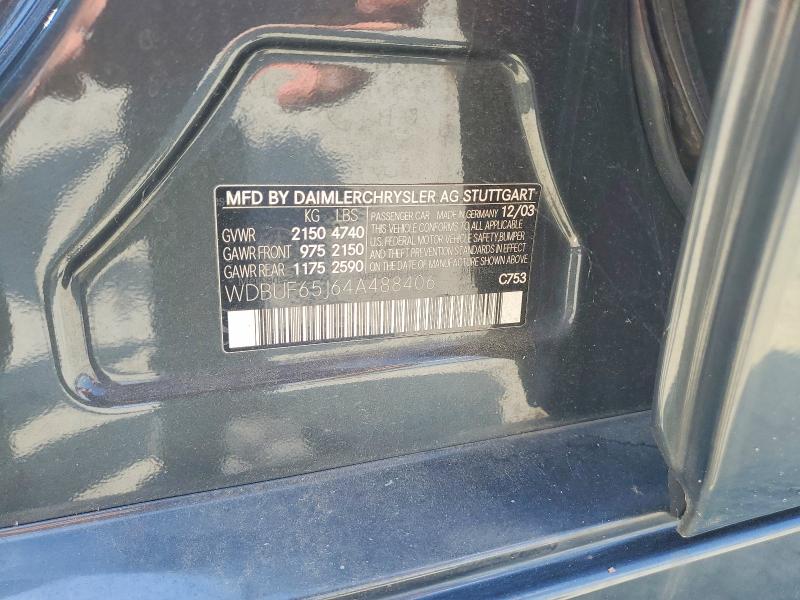 60299576 :رقم المزاد ، WDBUF65J64A488406 vin ، 2004 Mercedes-benz E مزاد بيع