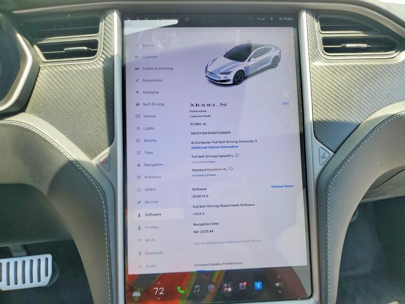Продажа на аукционе авто 2019 Tesla Model S, vin: 5YJSA1E41KF339829, номер лота: 60976836
