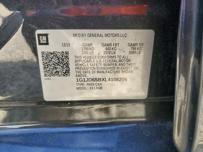 Продаж на аукціоні авто 2020 Chevrolet Sonic, vin: 1G1JD6SBXL4108206, номер лоту: 58782496