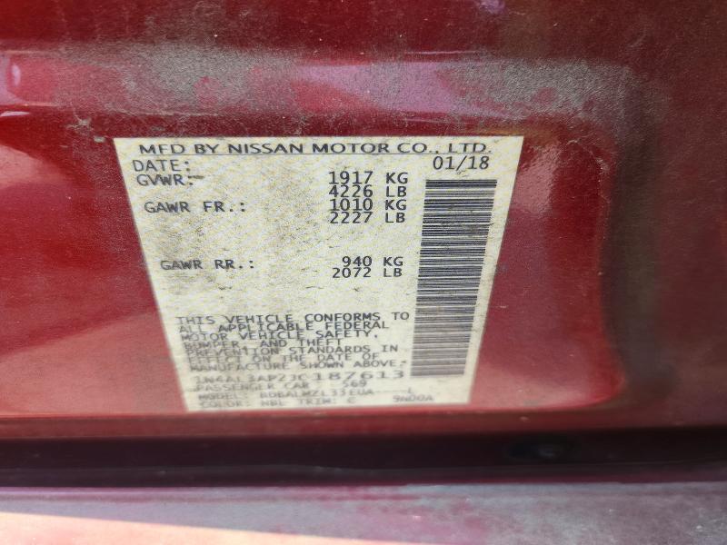 2018 Nissan Altima მანქანა იყიდება აუქციონზე, vin: 1N4AL3AP2JC187613, აუქციონის ნომერი: 63415116