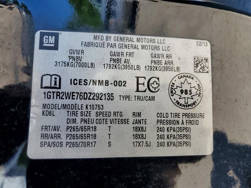 63179316 :رقم المزاد ، 1GTR2WE76DZ292135 vin ، 2013 Gmc Sierra مزاد بيع