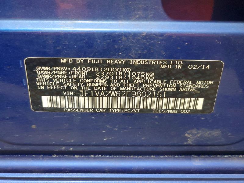 Aukcja sprzedaży 2015 Subaru Wrx, vin: JF1VA2W62F9802151, numer aukcji: 60881676