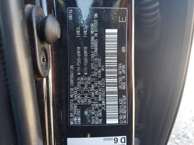 60606186 :رقم المزاد ، JTJBM7FXXG5143526 vin ، 2016 Lexus Gx مزاد بيع