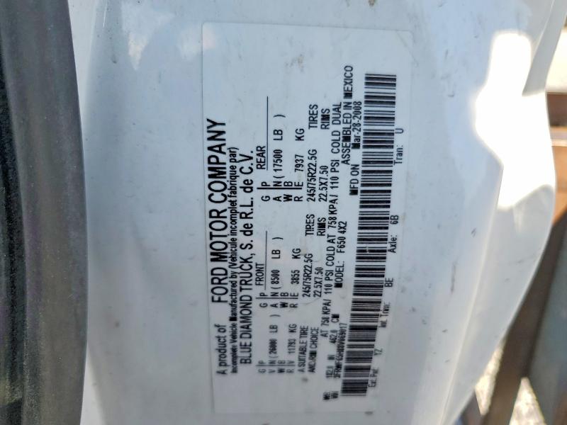 Продаж на аукціоні авто 2008 Ford F650, vin: 3FRWF65H88V069017, номер лоту: 67444086