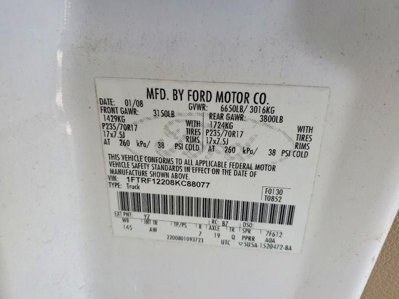 61213066 :رقم المزاد ، 1FTRF12208KC88077 vin ، 2008 Ford F150 مزاد بيع