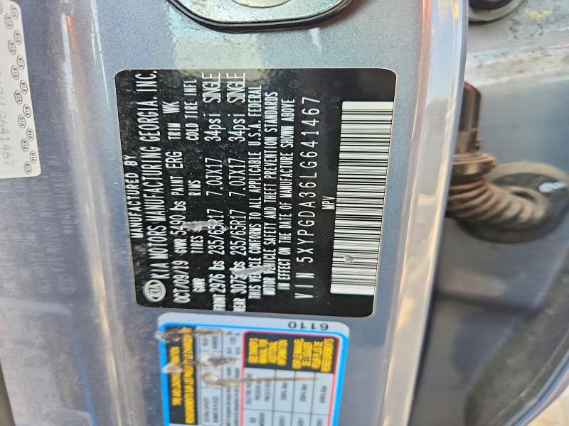 59786466 :رقم المزاد ، 5XYPGDA36LG641467 vin ، 2020 Kia Sorento مزاد بيع