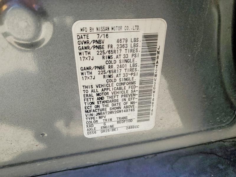 Продаж на аукціоні авто 2016 Nissan Rogue, vin: JN8AT2MV2GW149745, номер лоту: 61091826