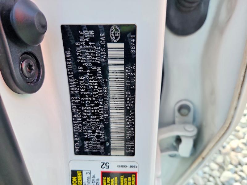 60650896 :رقم المزاد ، 4T1B11HK2JU568113 vin ، 2018 Toyota Camry مزاد بيع