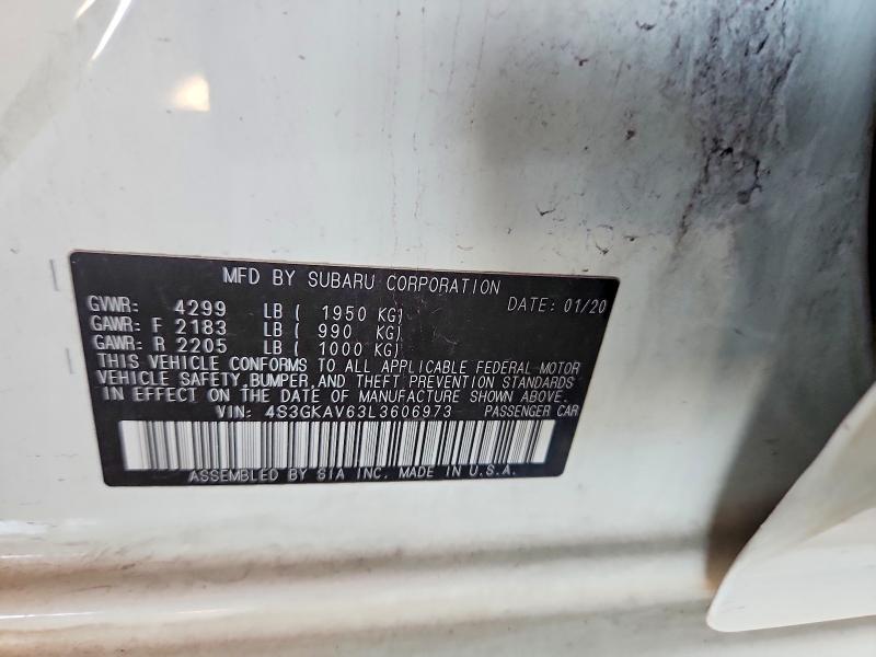 63013806 :رقم المزاد ، 4S3GKAV63L3606973 vin ، 2020 Subaru Impreza مزاد بيع