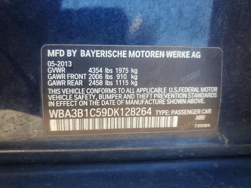 60895136 :رقم المزاد ، WBA3B1C59DK128264 vin ، 2013 Bmw 320 مزاد بيع
