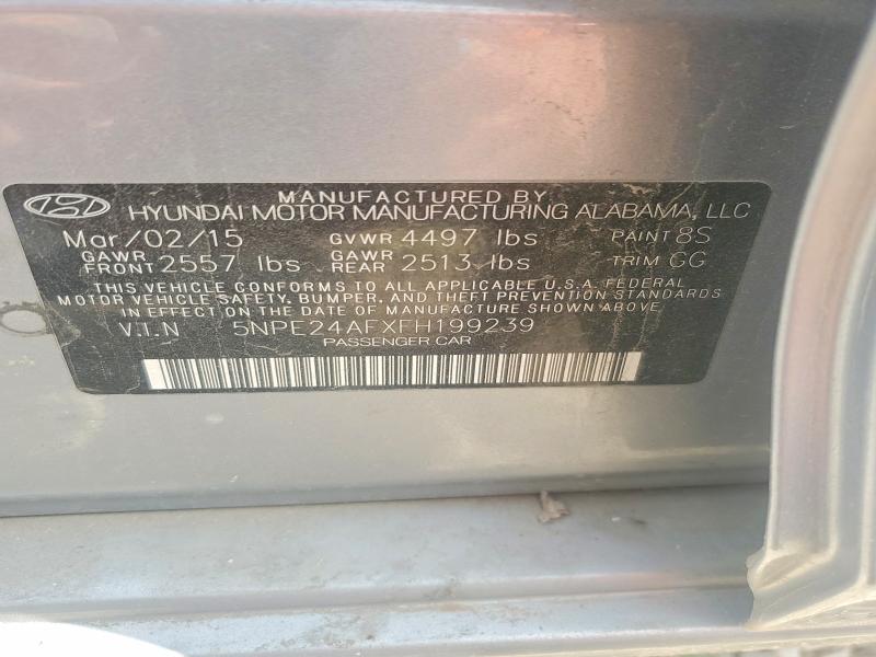 2015 Hyundai Sonata მანქანა იყიდება აუქციონზე, vin: 5NPE24AFXFH199239, აუქციონის ნომერი: 58650626