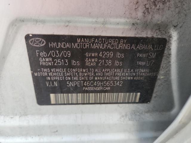 61197986 :رقم المزاد ، 5NPET46C49H565342 vin ، 2009 Hyundai Sonata مزاد بيع