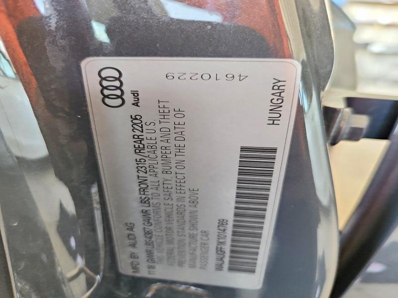 2019 Audi A3 მანქანა იყიდება აუქციონზე, vin: WAUAUGFF1K1014769, აუქციონის ნომერი: 58520396