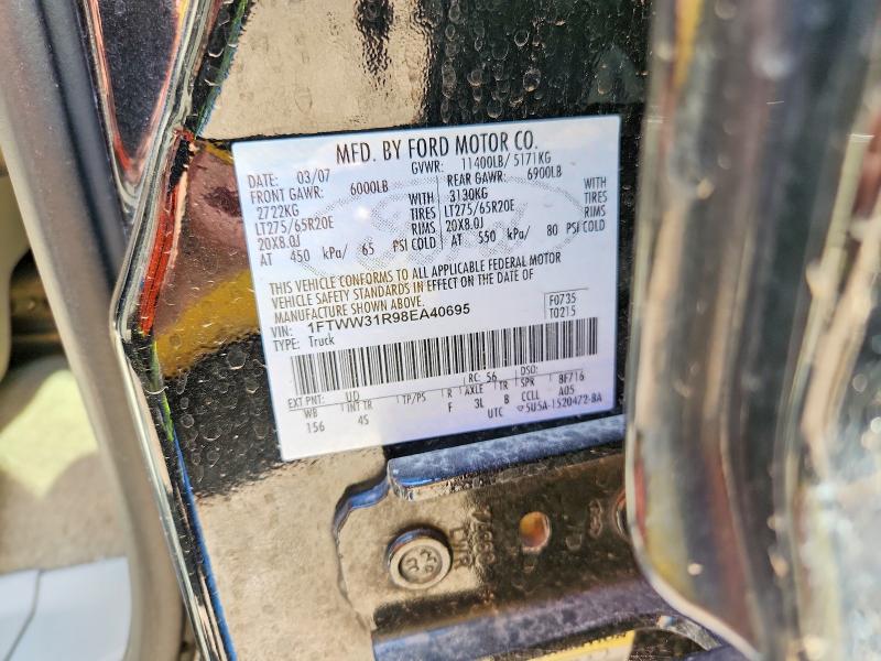 2008 Ford F350 მანქანა იყიდება აუქციონზე, vin: 1FTWW31R98EA40695, აუქციონის ნომერი: 61286976