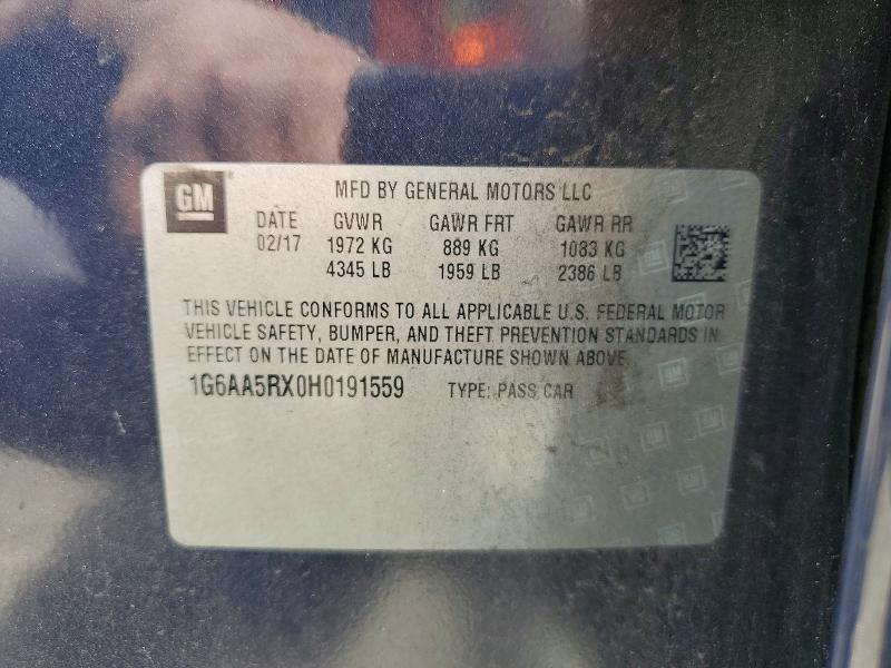 62300906 :رقم المزاد ، 1G6AA5RX0H0191559 vin ، 2017 Cadillac Ats مزاد بيع