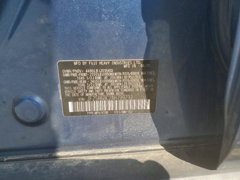 Продажа на аукционе авто 2010 Subaru Forester, vin: JF2SH6BC2AH799232, номер лота: 59342756