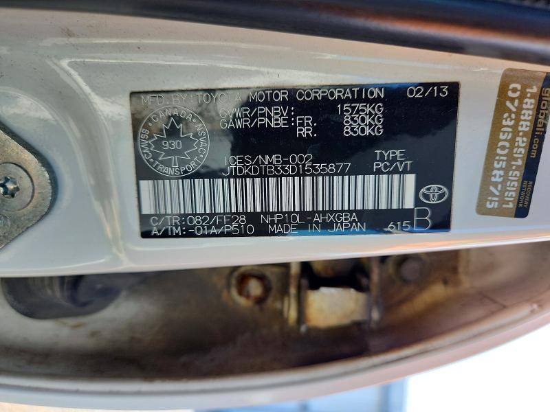 Aukcja sprzedaży 2013 Toyota Prius C, vin: JTDKDTB33D1535877, numer aukcji: 62322626