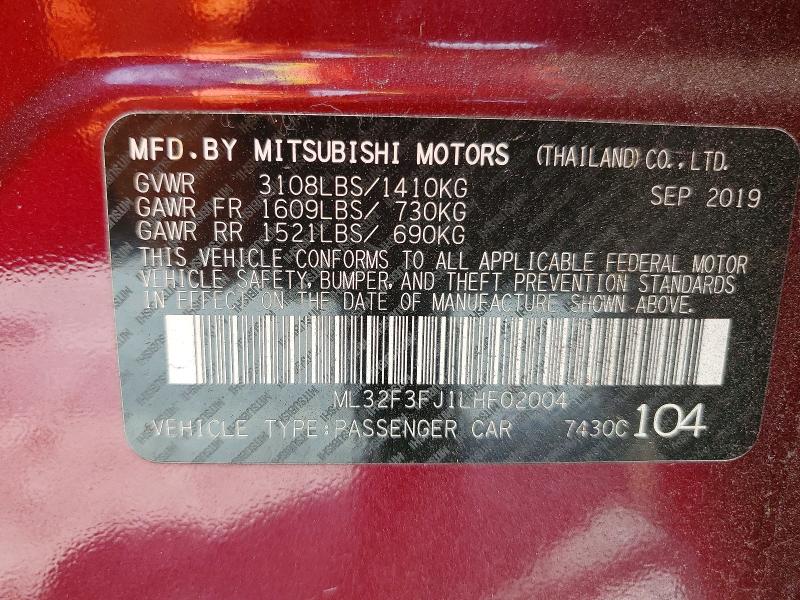 Aukcja sprzedaży 2020 Mitsubishi Mirage, vin: ML32F3FJ1LHF02004, numer aukcji: 61498816