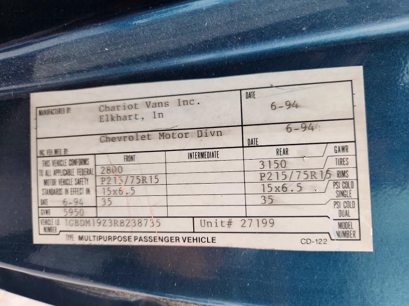 Aukcja sprzedaży 1994 Chevrolet Astro, vin: 1GBDM19Z3RB238735, numer aukcji: 60789296