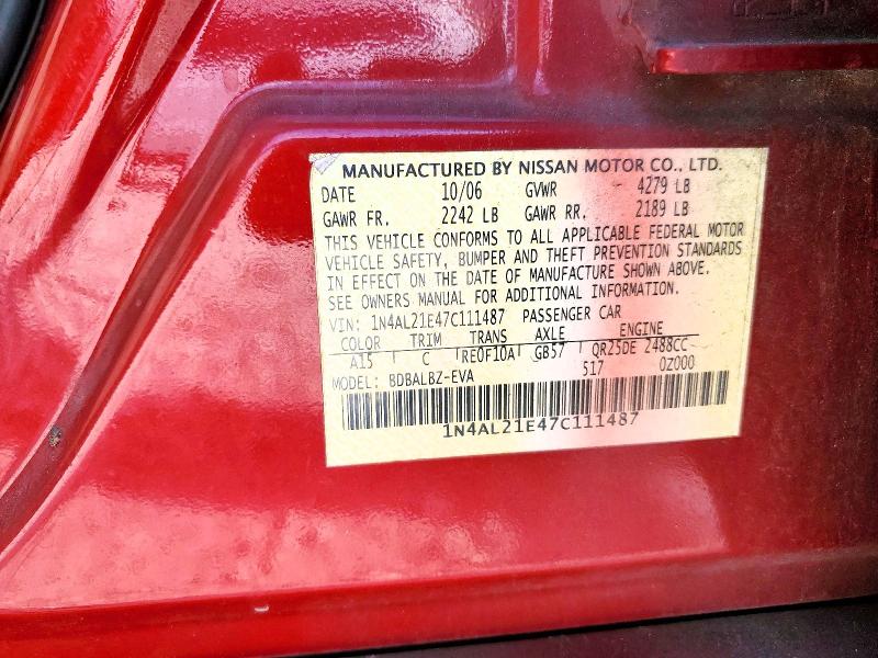Продажа на аукционе авто 2007 Nissan Altima, vin: 1N4AL21E47C111487, номер лота: 60774836